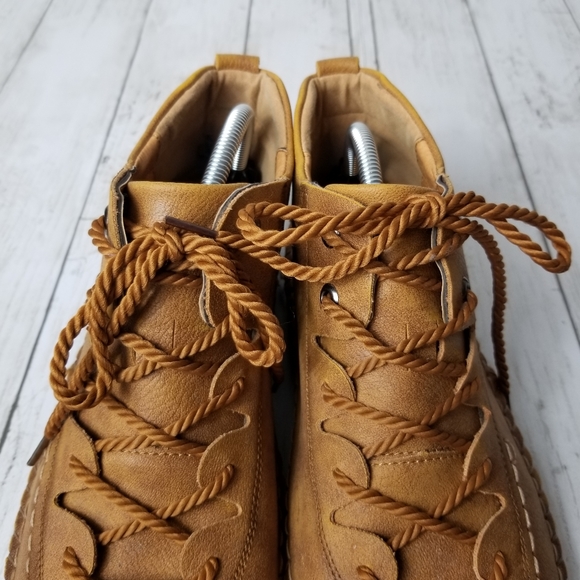 5 1978 Fashion Brown Vegan Leather Lace Up Comfort Shoes - Picture 4 of 8